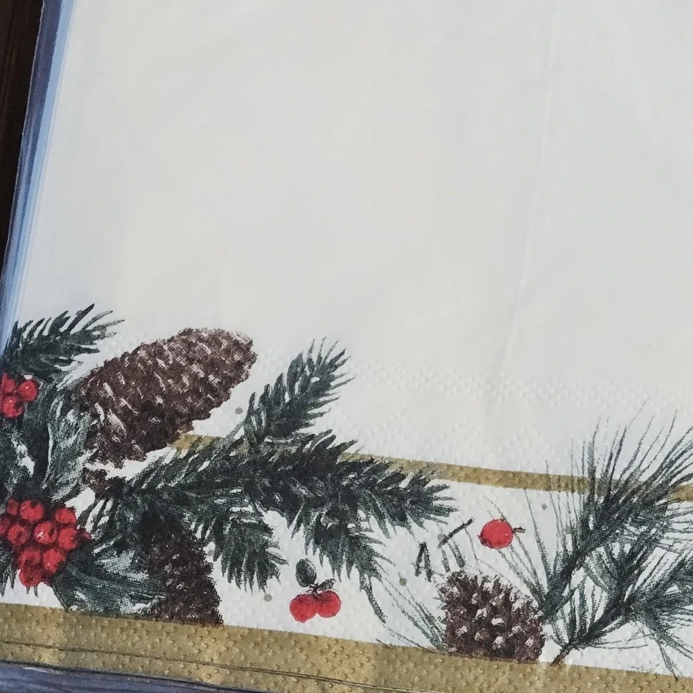 Blueink Studios 40 ct Dinner Paper Napkins Christmas Decor Decoupage Winter Pine